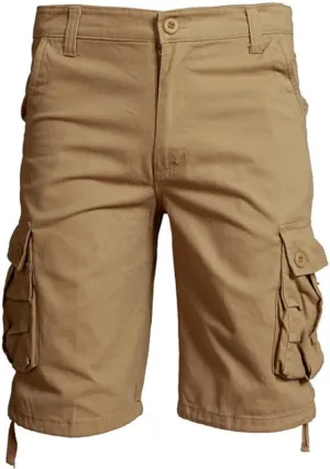 Cargo Shorts for Men Stretch Waist Classic Fit Workwear Multi Pockets Knee Length Outdoor Hiking Solid Runningshorts