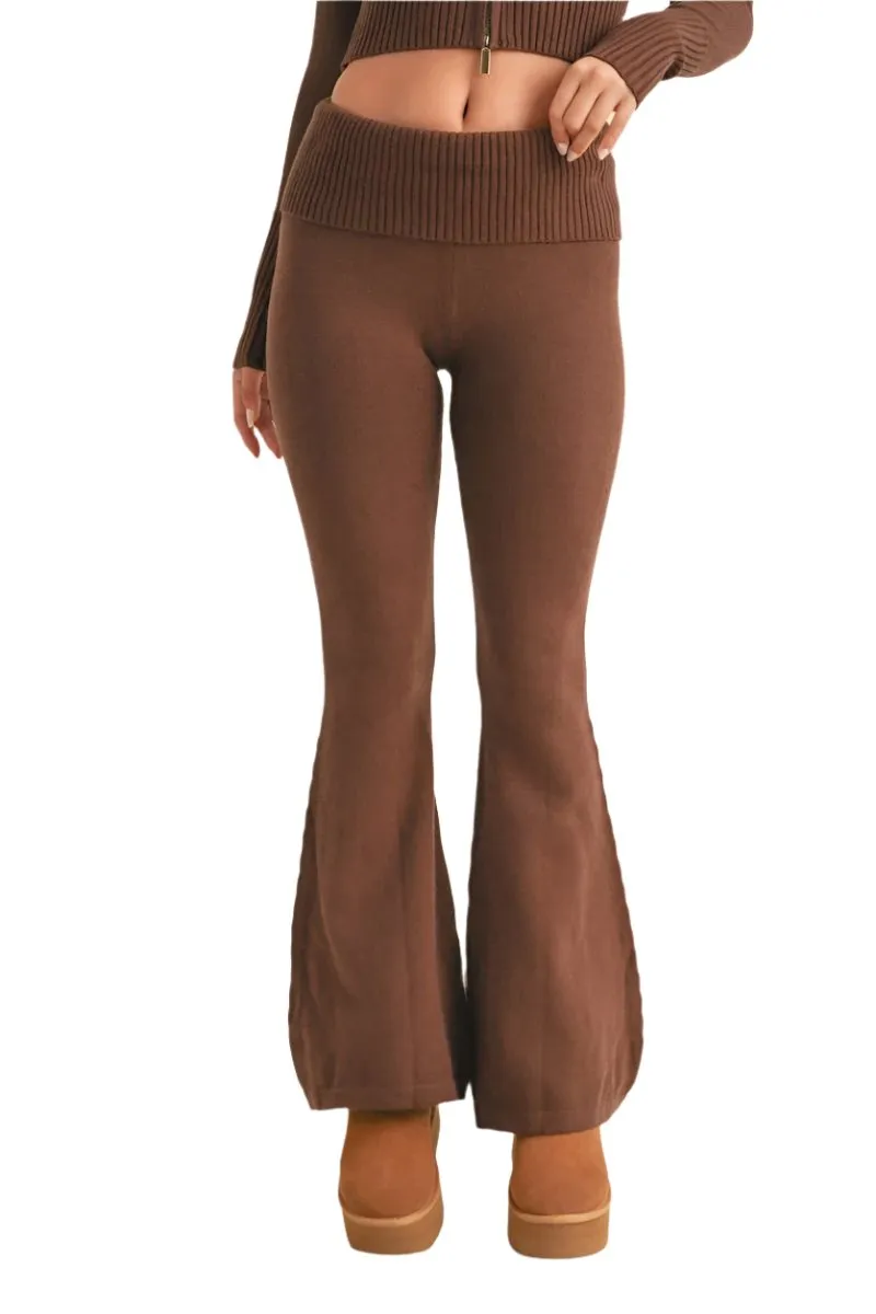 Fallon Foldover Flare Knit Sweater Pants