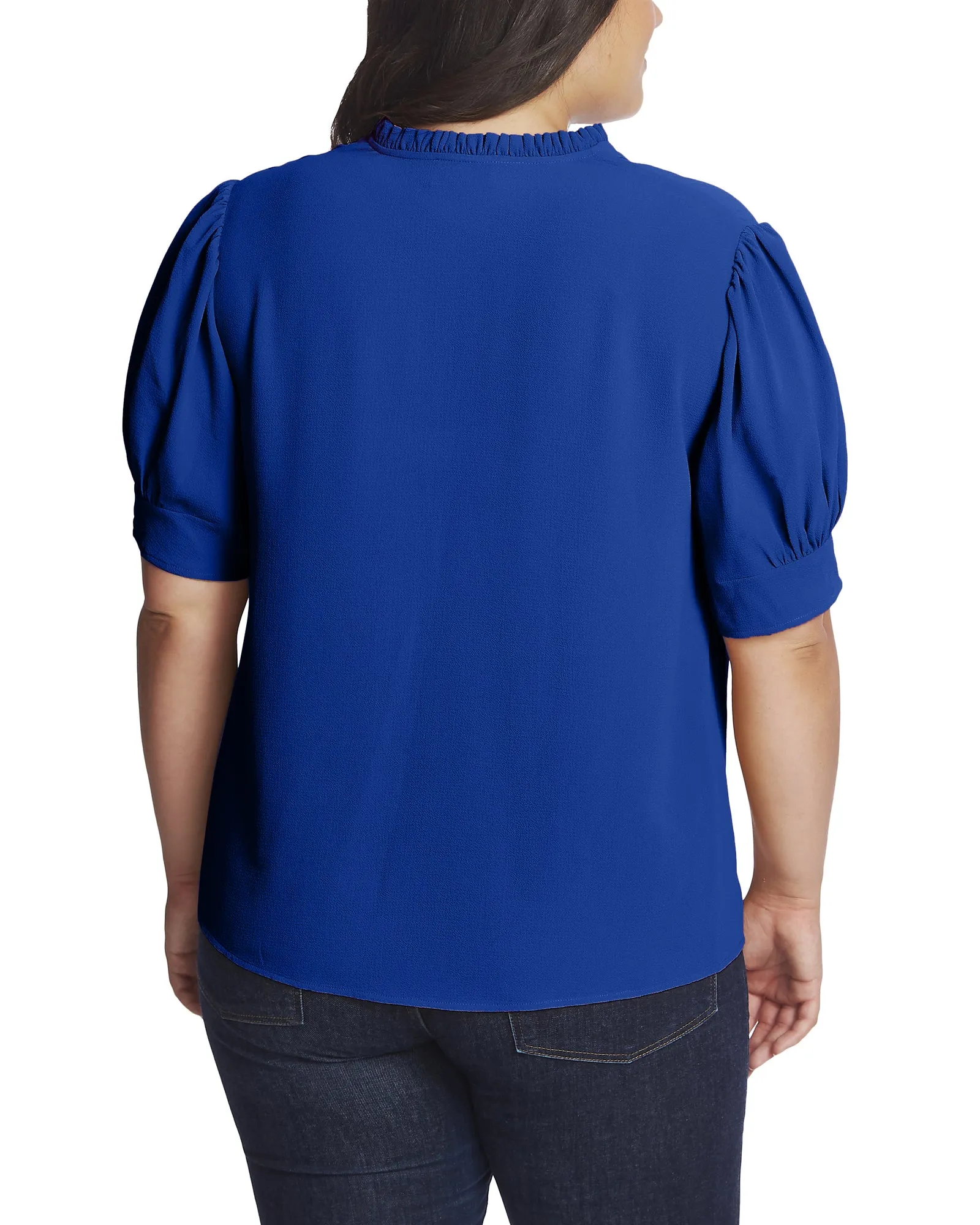 Harper Short Sleeve V-Neck Ruffled Top | Royal Blue