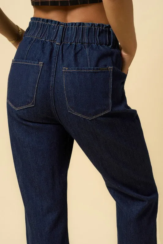 High Waist Pleated Slouchy Denim Jeans