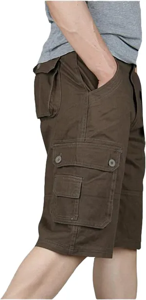 LCMTWX Men's Cargo Shorts Elastic Waistband Cotton Capri Shorts Relaxed Fit Summer Casual Shorts for Men Big and Tall