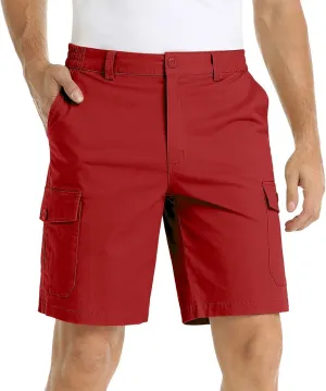 LCMTWX Mens Casual Shorts with Multiple Pockets for Comfort and Lightweight Twill Cotton Elastic Waist Men's Shorts Men Gym