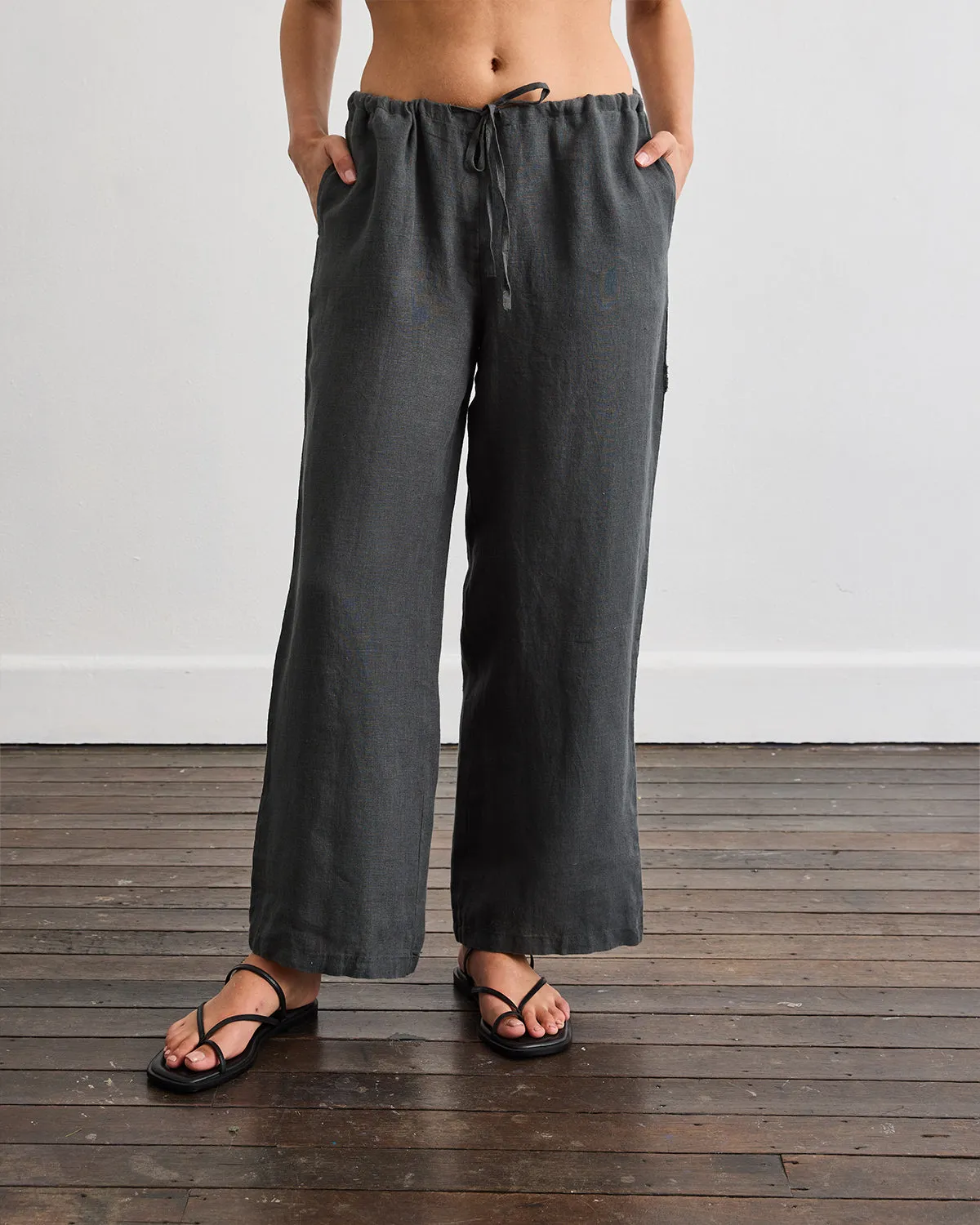 Lounge Linen Pants in Charcoal
