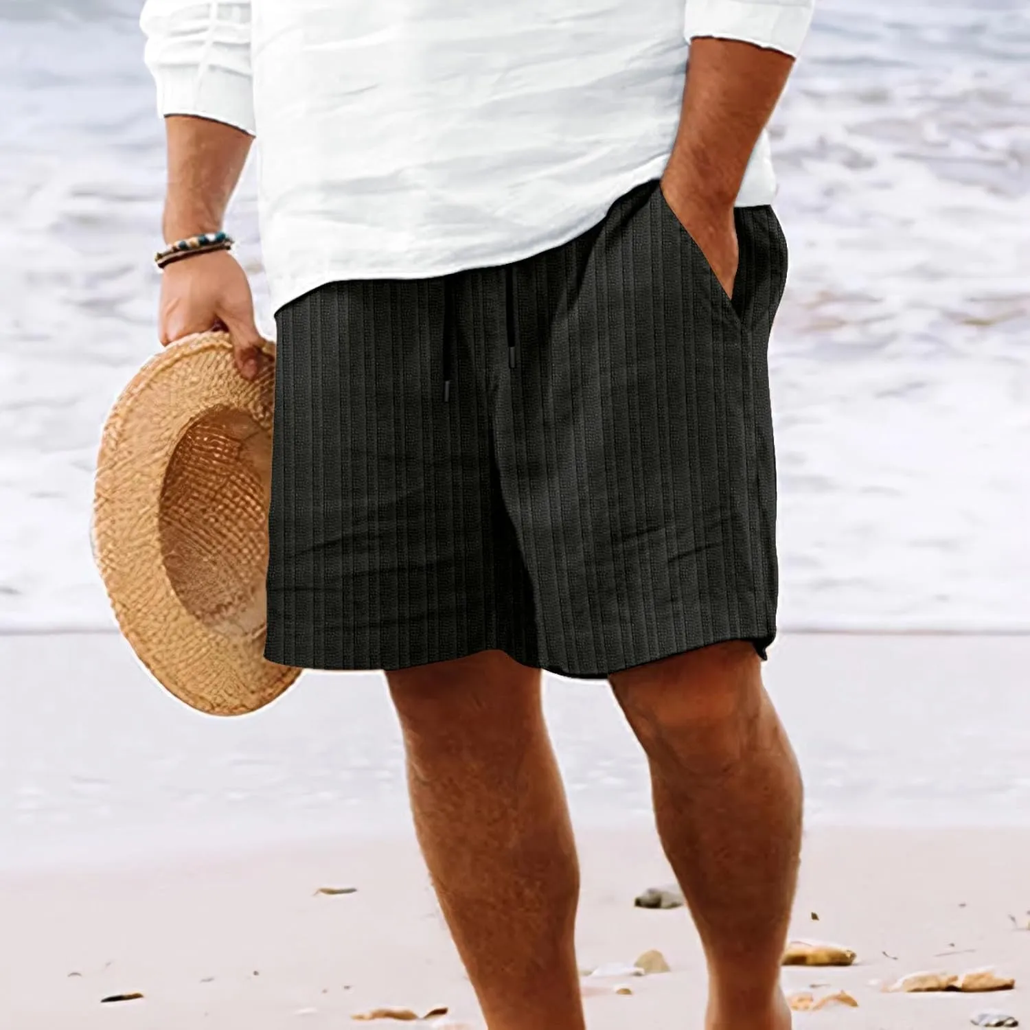 Men Beach Shorts Work Shorts Fashion Slim Five Minute Pants Beach Shorts Men's Cotton Blend Shorts Short for Mens