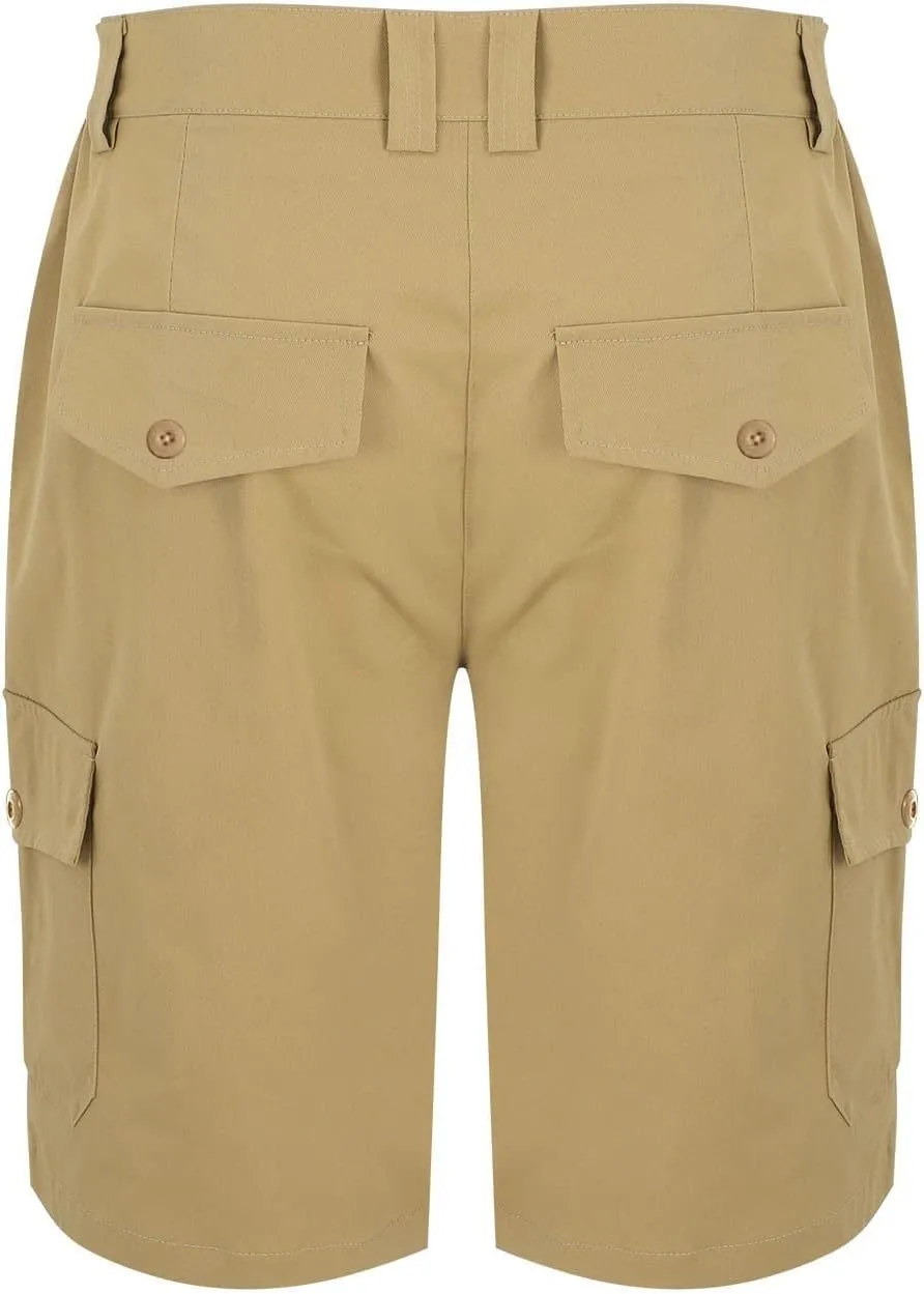 Men's Casual Twill Camo Cargo Shorts 2024 Cotton Drawstring Stretch Casual Summer Beach Short with Multi Pockets