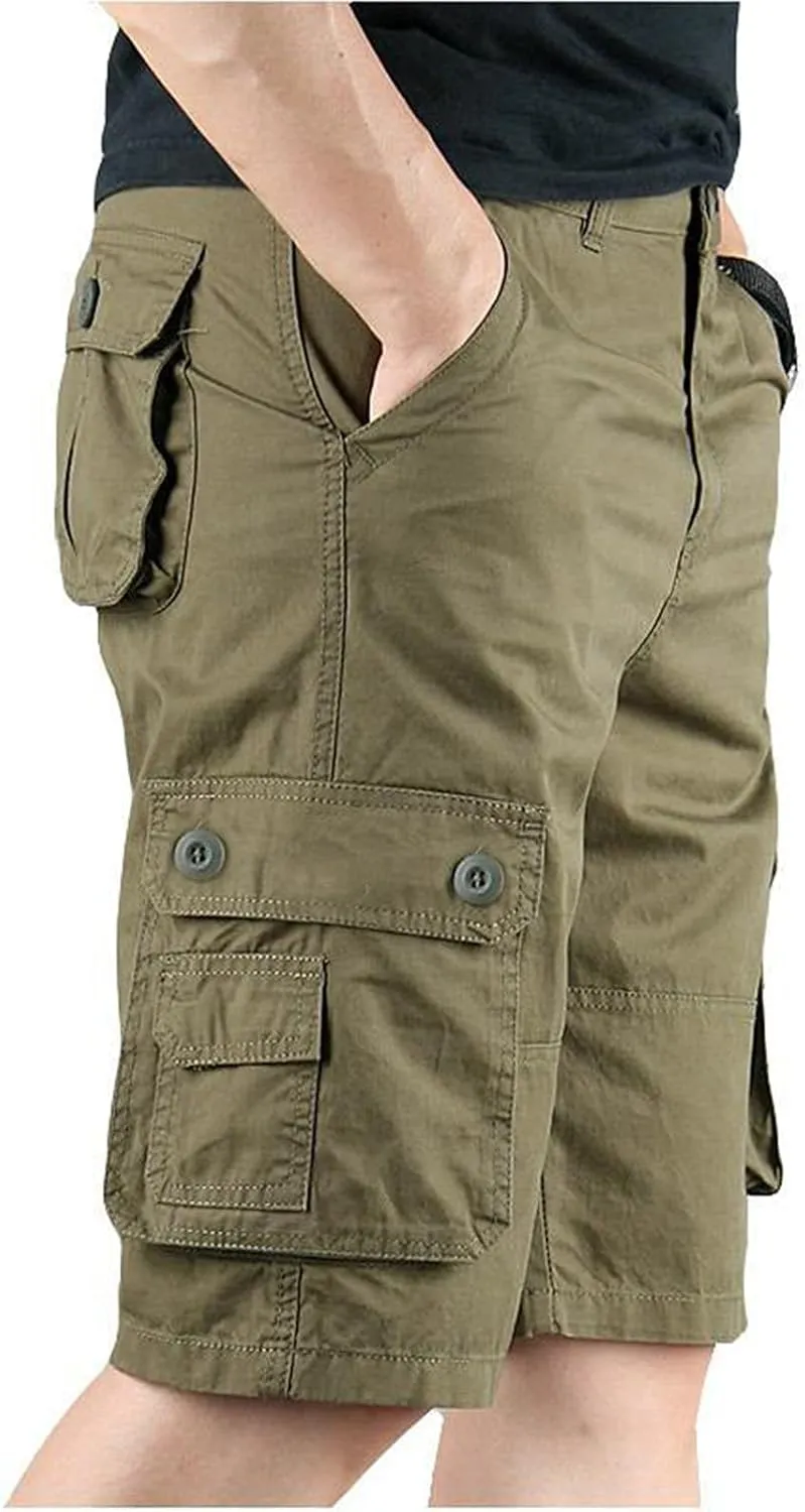 Mens Shorts Men's with Multi-pocket Overalls Leisure Fashion Solid Pants and Men's pants Mens Cargo Shorts Size 40
