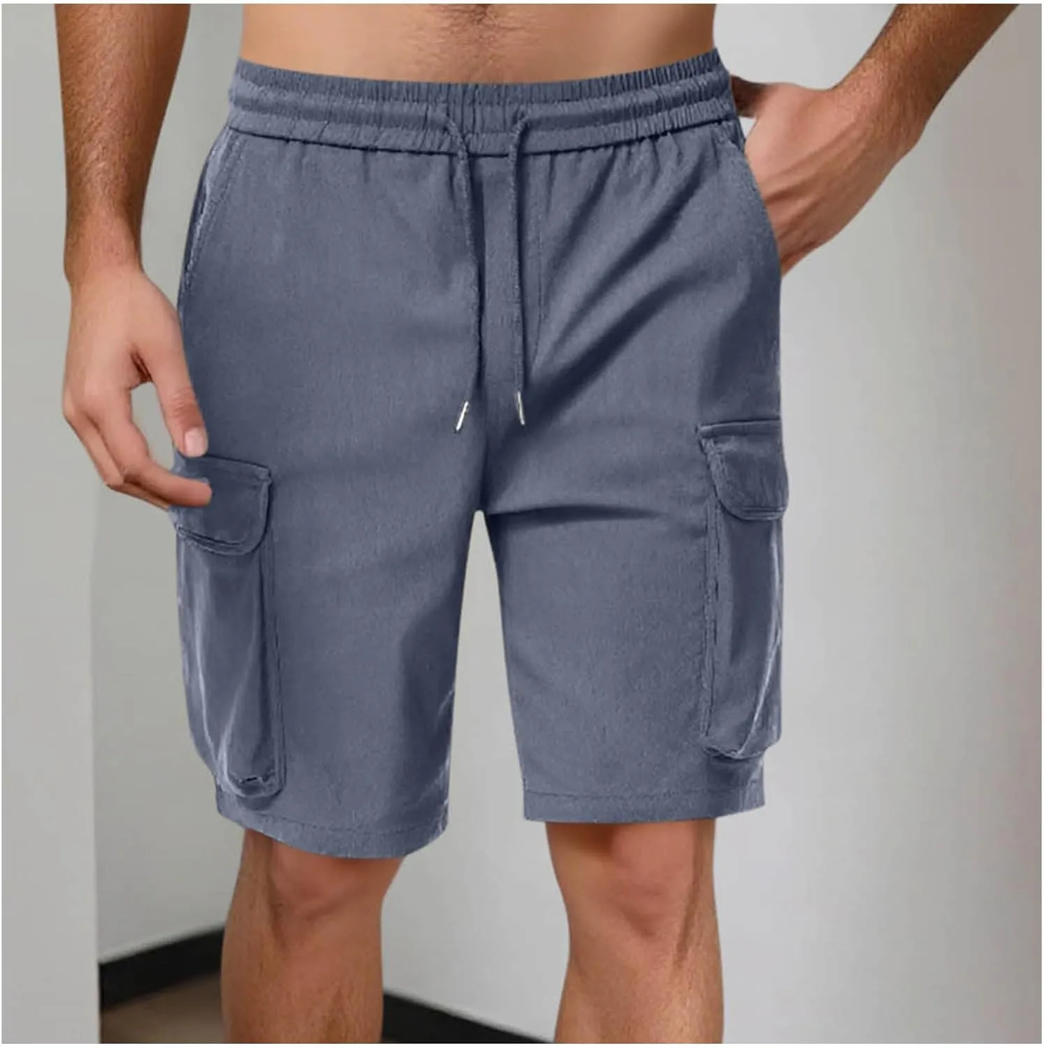 Mens Shorts Summer Casual Beach Pants Drawstring Elastic Waist Trousers with Pockets Comfy Hawaii Shorts for Men
