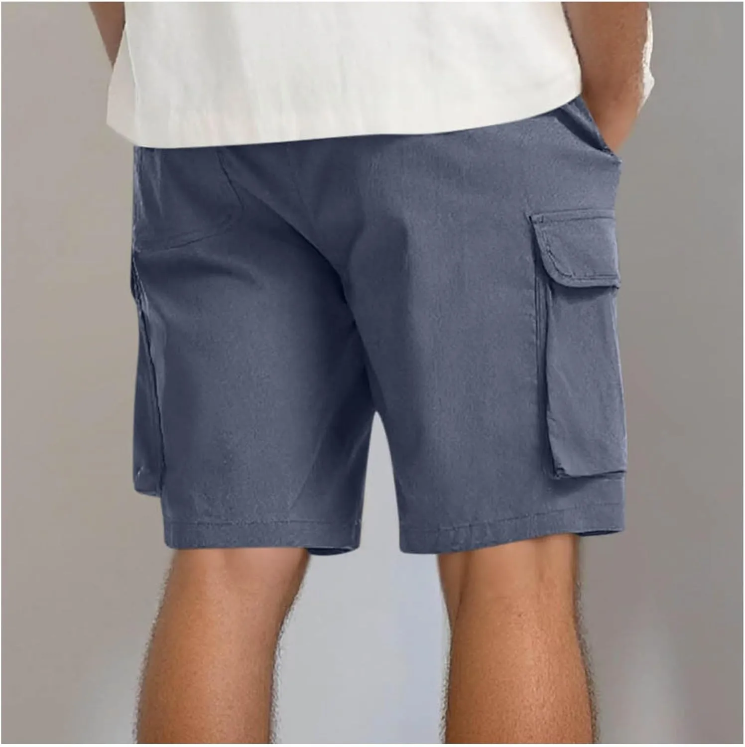 Mens Shorts Summer Casual Beach Pants Drawstring Elastic Waist Trousers with Pockets Comfy Hawaii Shorts for Men