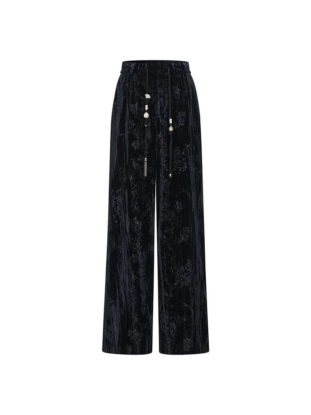 MUKZIN Linglong“Soft Armor” Chinese Style Velvet Wide-Leg Pants