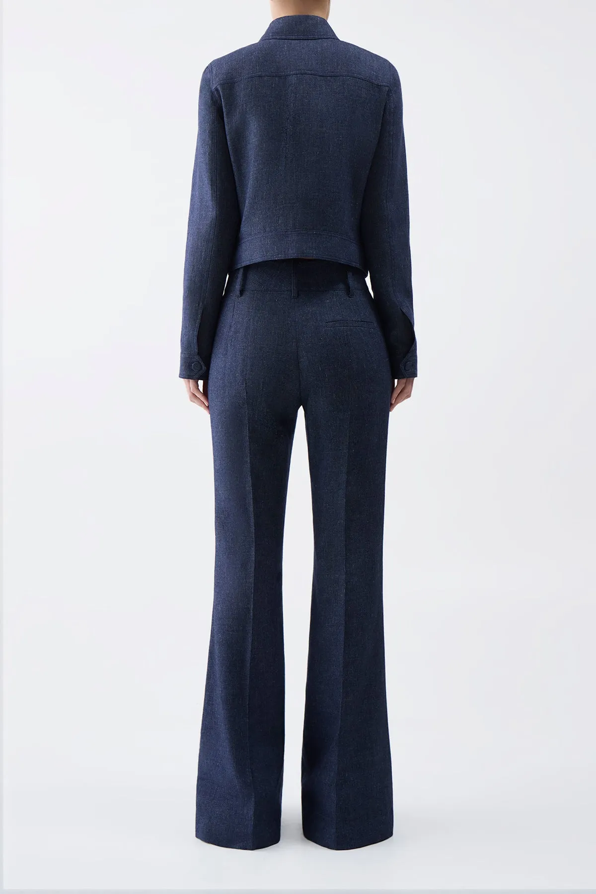 Rhein Pant in Navy Linen Virgin Wool