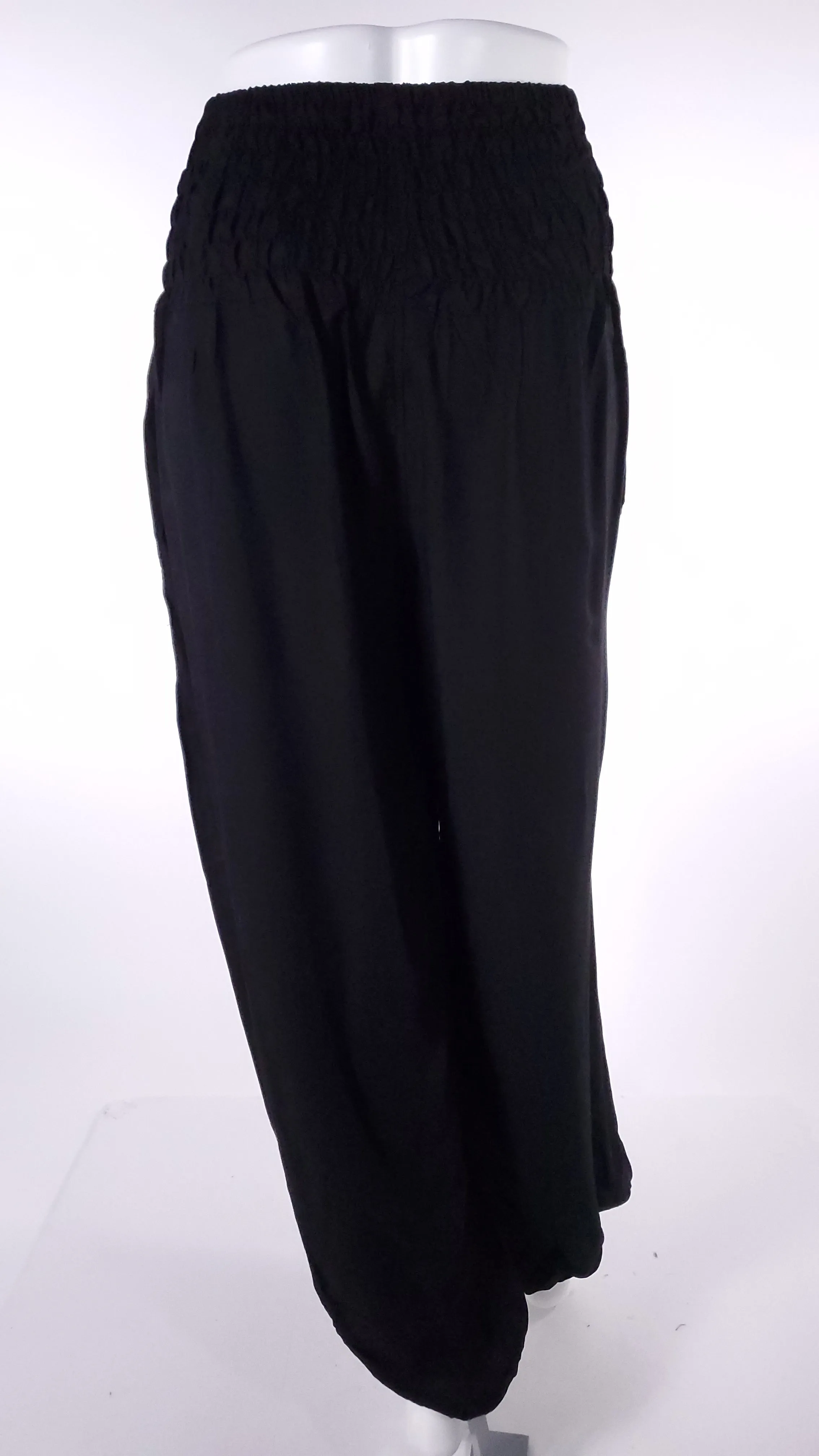 Straight Leg Harem Pants In Solid Black