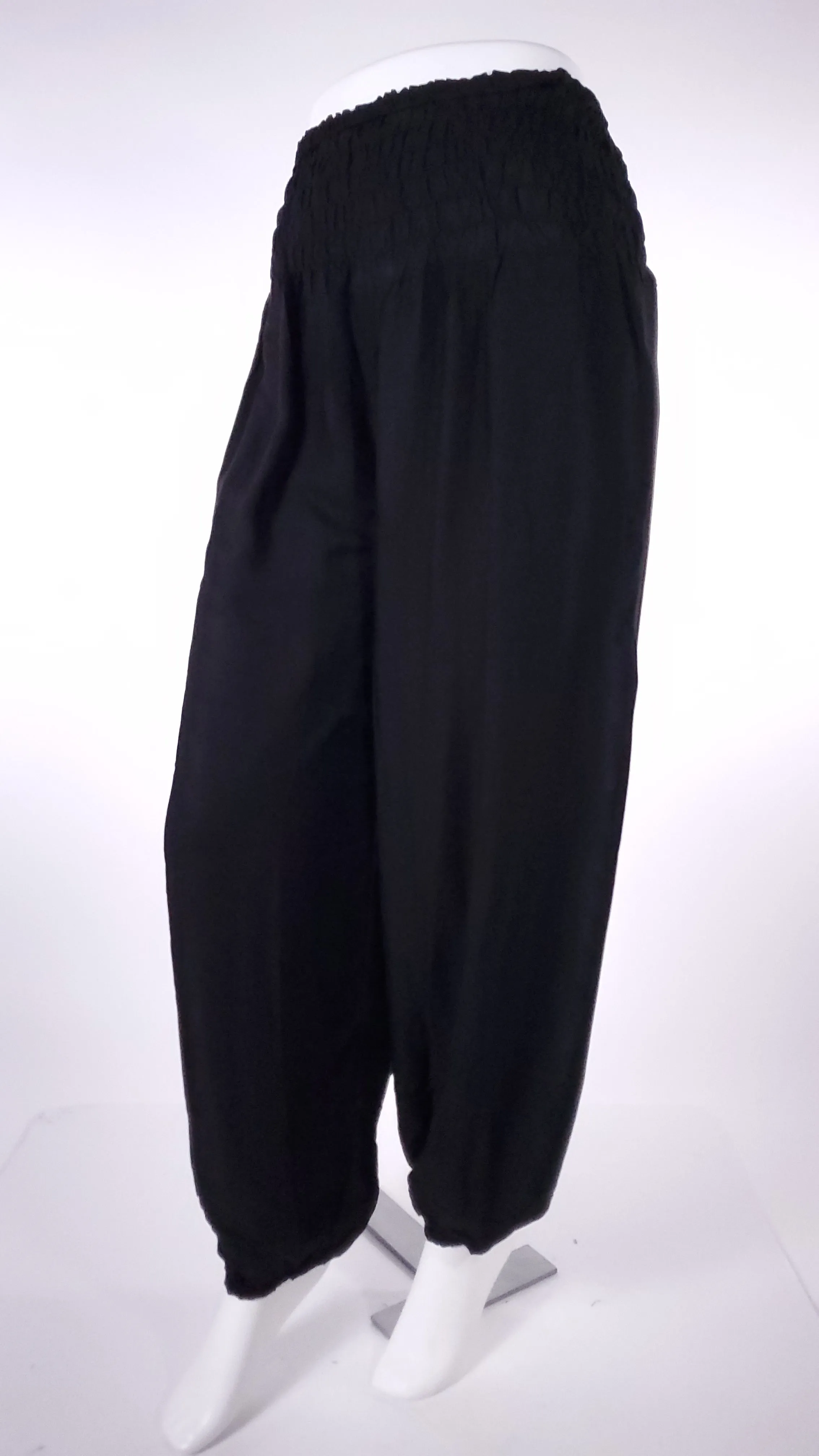 Straight Leg Harem Pants In Solid Black