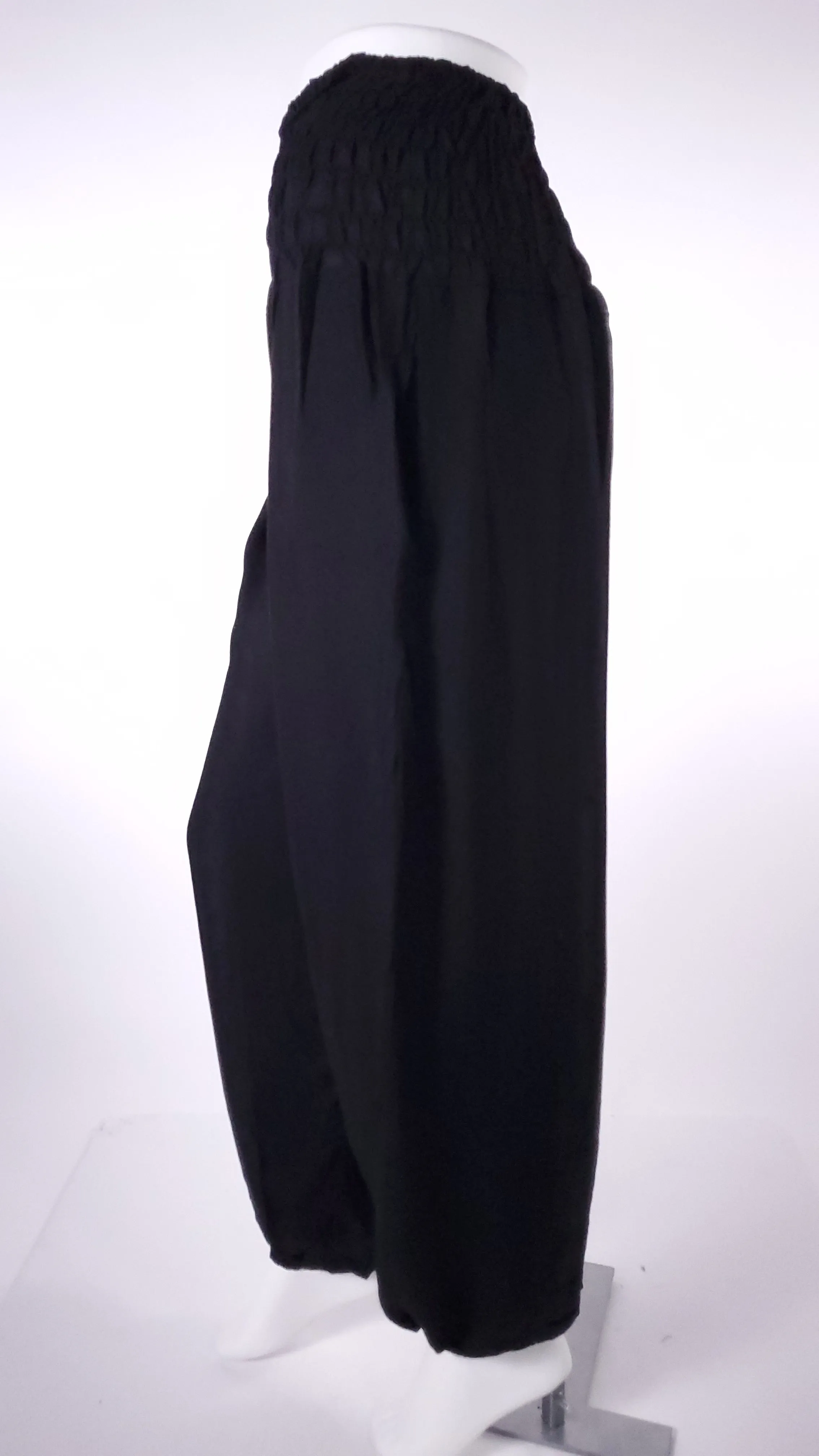 Straight Leg Harem Pants In Solid Black