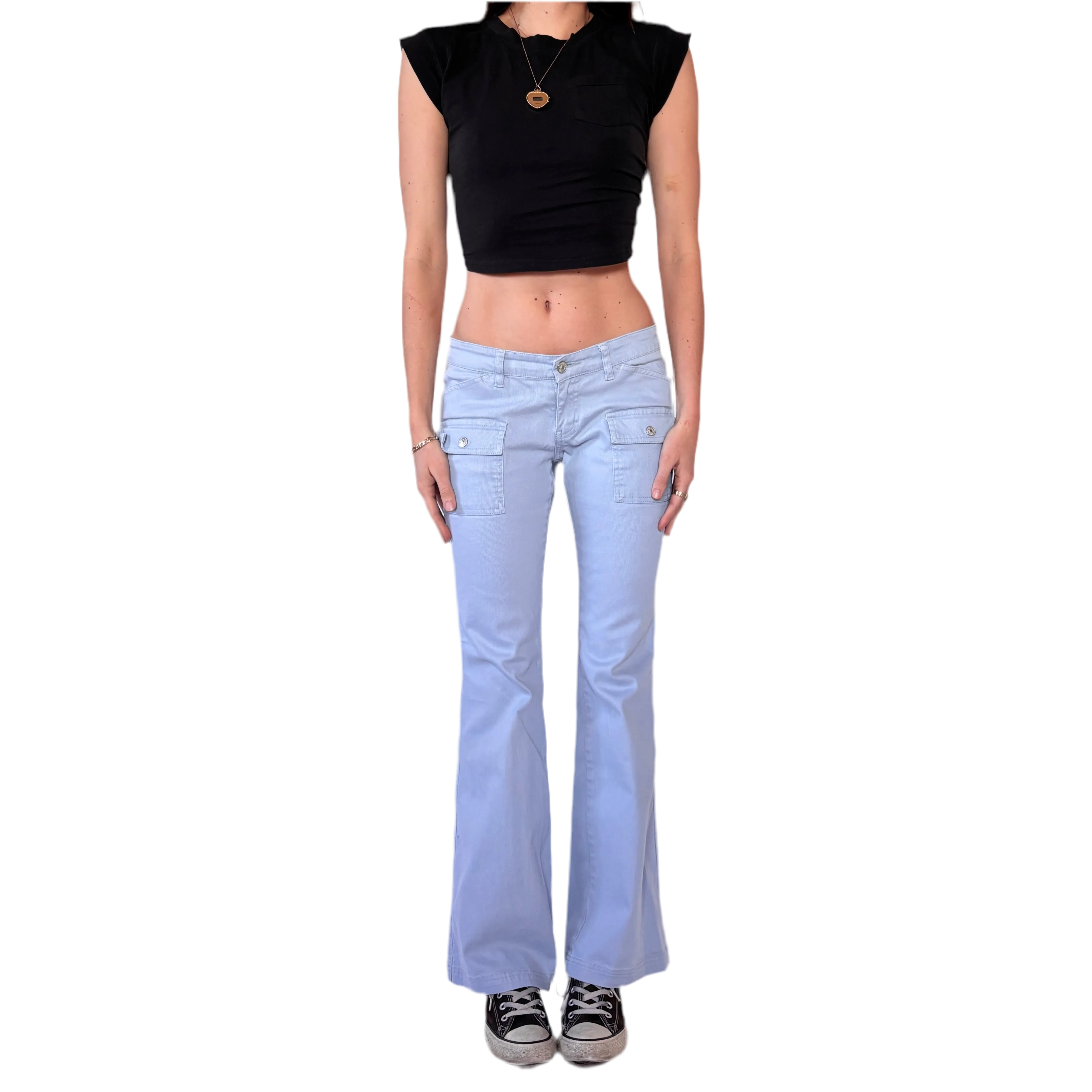Y2K Baby Blue Low Rise Flares (XS/S)