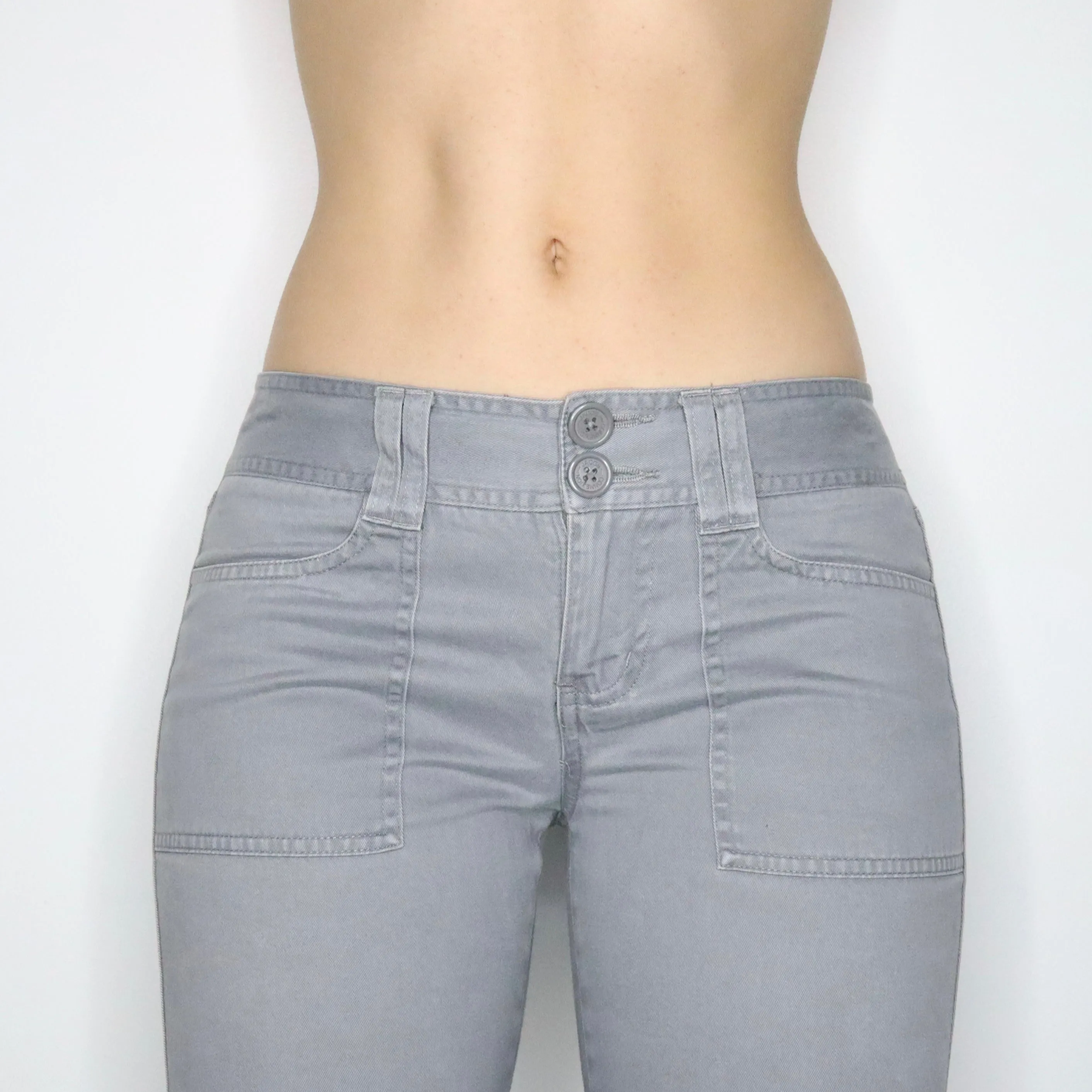 Y2K Light Gray Low Rise Cargo Pants (S)
